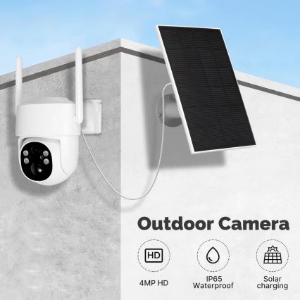 Immax NEO 07820L - Intelligente solarbetriebene Außenkamera mit integriertem Sensor, 6000-mAh-Akku, Schutzart IP65