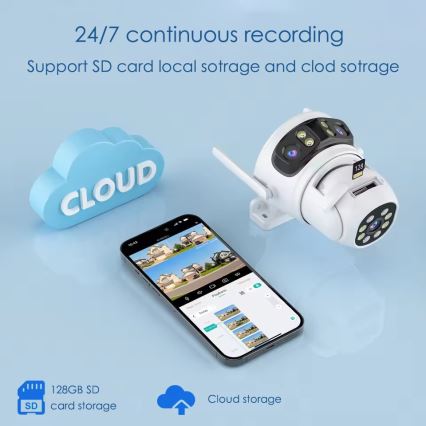 Immax NEO 07823L - Intelligente Außenkamera mit 2MP+2MP+2MP-Sensor, 5 V, Tuya Wi‑Fi