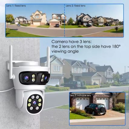 Immax NEO 07823L - Intelligente Außenkamera mit Sensoren 2MP+2MP+2MP 5V Wi-Fi