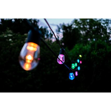 LED RGB + CCT Dimmbare Outdoor-Lichterkette GARLAND 15xLED/1W/230V 15m Wi-Fi Tuya IP65 + Fernbedienung