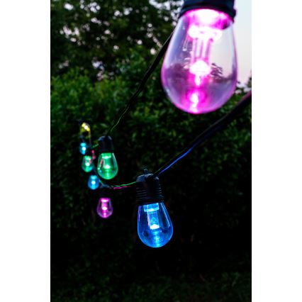 LED RGB + CCT Dimmbare Outdoor-Lichterkette GARLAND 15xLED/1W/230V 15m Wi-Fi Tuya IP65 + Fernbedienung