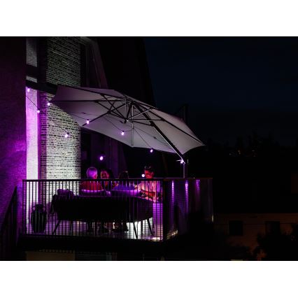 LED RGB + CCT Dimmbare Outdoor-Lichterkette GARLAND 15xLED/1W/230V 15m Wi-Fi Tuya IP65 + Fernbedienung