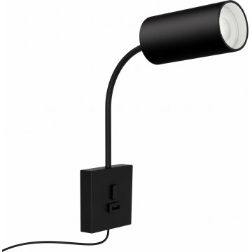 Immax NEO 08295L - Wandleuchte mit USB-Anschluss PUNTO 1xGU10/9W/230V schwarz