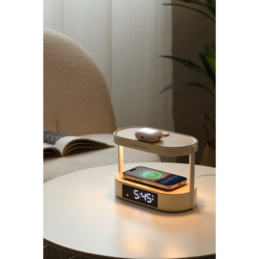 Immax NEO 09111L - dimmbare LED-Tischlampe mit Wecker und Ladefunktion TRIPLE DOCK LED/1,5W/5V