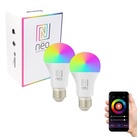 Immax NEO - 2xLED RGB Dimmbare Glühbirne E27/8,5W/230V ZigBee Tuya