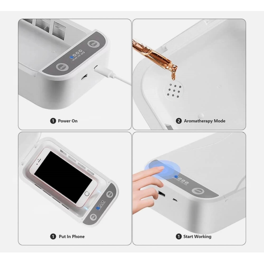 UVC-Sterilisator für Atemschutzmasken und kleine Gegenstände Qi-Ladung/9W/5V weiß