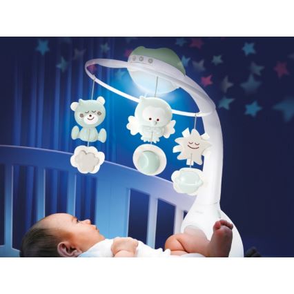 Infantino - Kinderbett-Mobile mit Melodie und Projektor 3in1 3xAAA grün