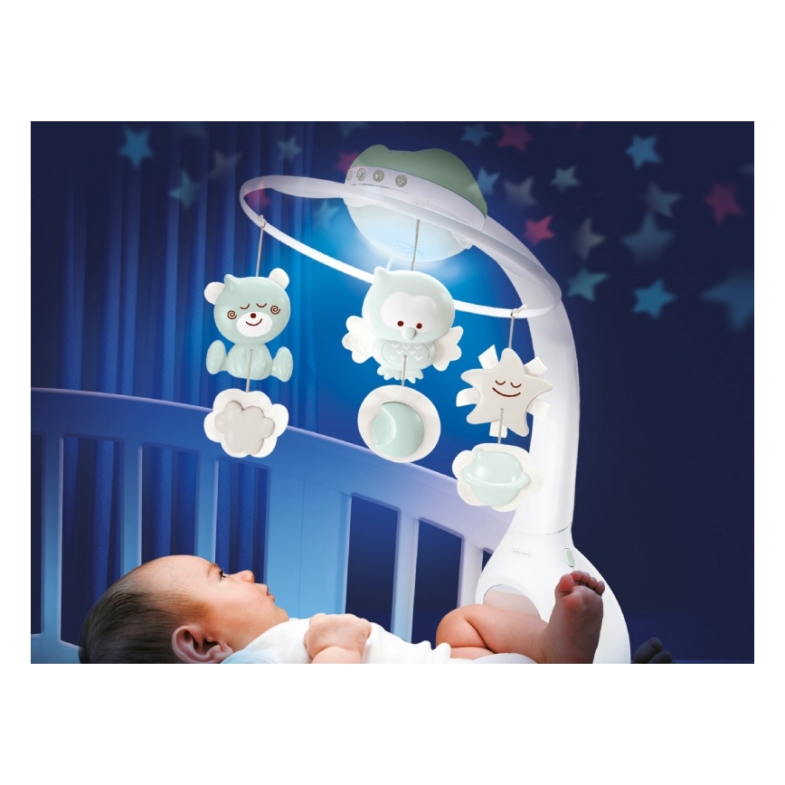 Infantino - Kinderbett-Mobile mit Melodie und Projektor 3in1 3xAAA grün