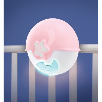 Infantino – Kleine Kinderlampe mit Projektor 3xAA rosa