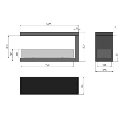 InFire – BIO-Eckkamin 100x50 cm 3kW bifazial