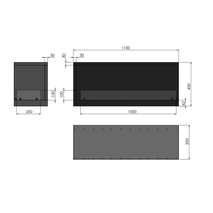 InFire – BIO-Eckkamin 110x45 cm 3kW schwarz