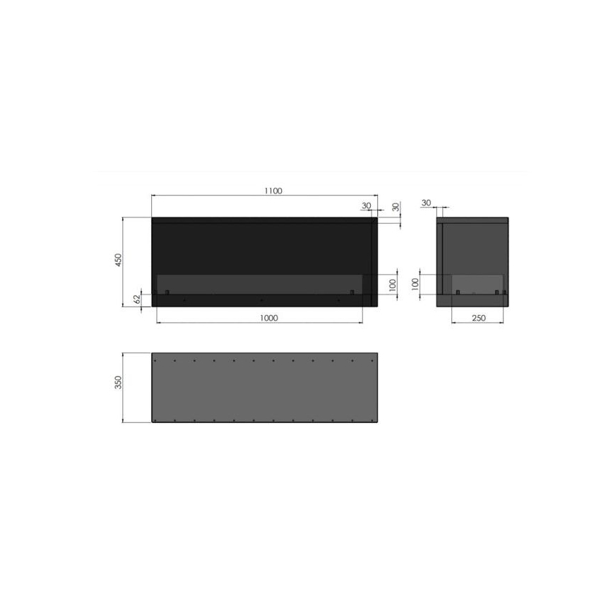 InFire – BIO-Eckkamin 110x45 cm 3kW schwarz