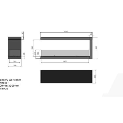 InFire – BIO-Eckkamin 120x50 cm 3kW bifazial