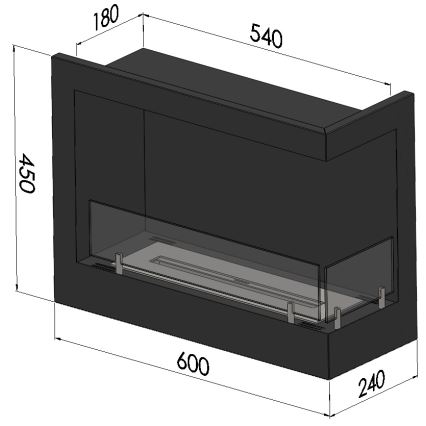 InFire - BIO-Eckkamin 45x60 cm 3kW schwarz