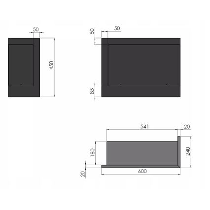 InFire - BIO-Eckkamin 45x60 cm 3kW schwarz