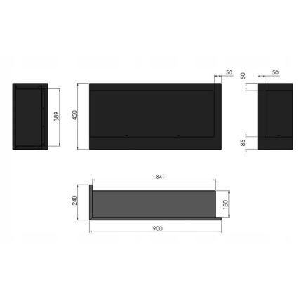 InFire - BIO-Eckkamin 45x90 cm 3kW schwarz