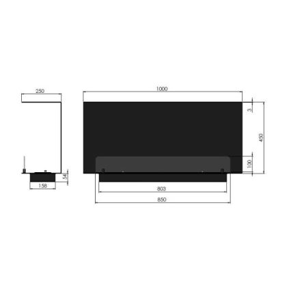 InFire – BIO-Einbaukamin 100x45 cm 3kW schwarz