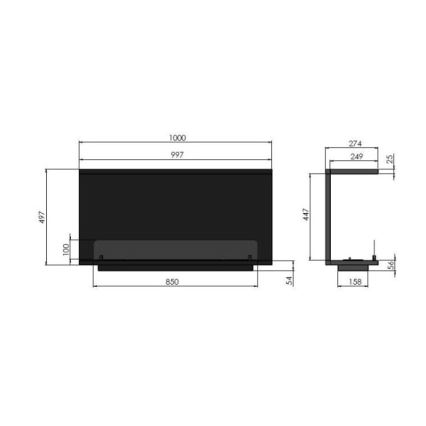 InFire – BIO-Einbaukamin 100x50 cm 3kW schwarz