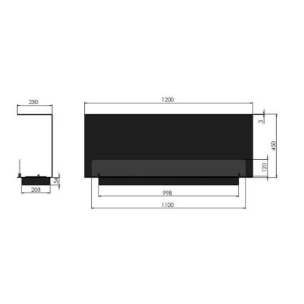 InFire – BIO-Einbaukamin 120x45 cm 3kW schwarz