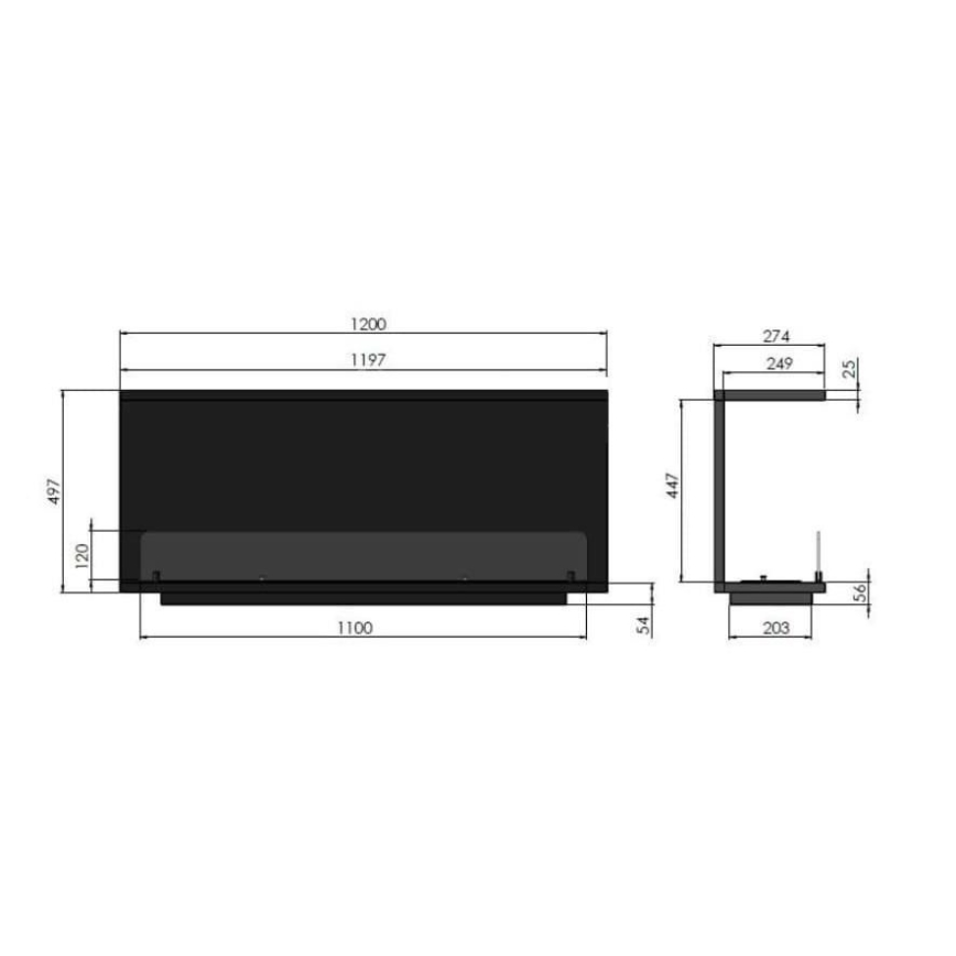 InFire – BIO-Einbaukamin 120x50 cm 3kW schwarz