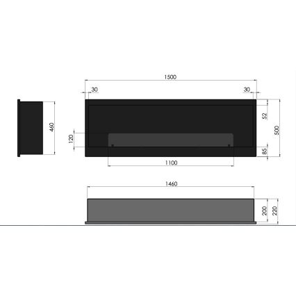 InFire - BIO-Einbaukamin 150x50 cm 4,2kW schwarz