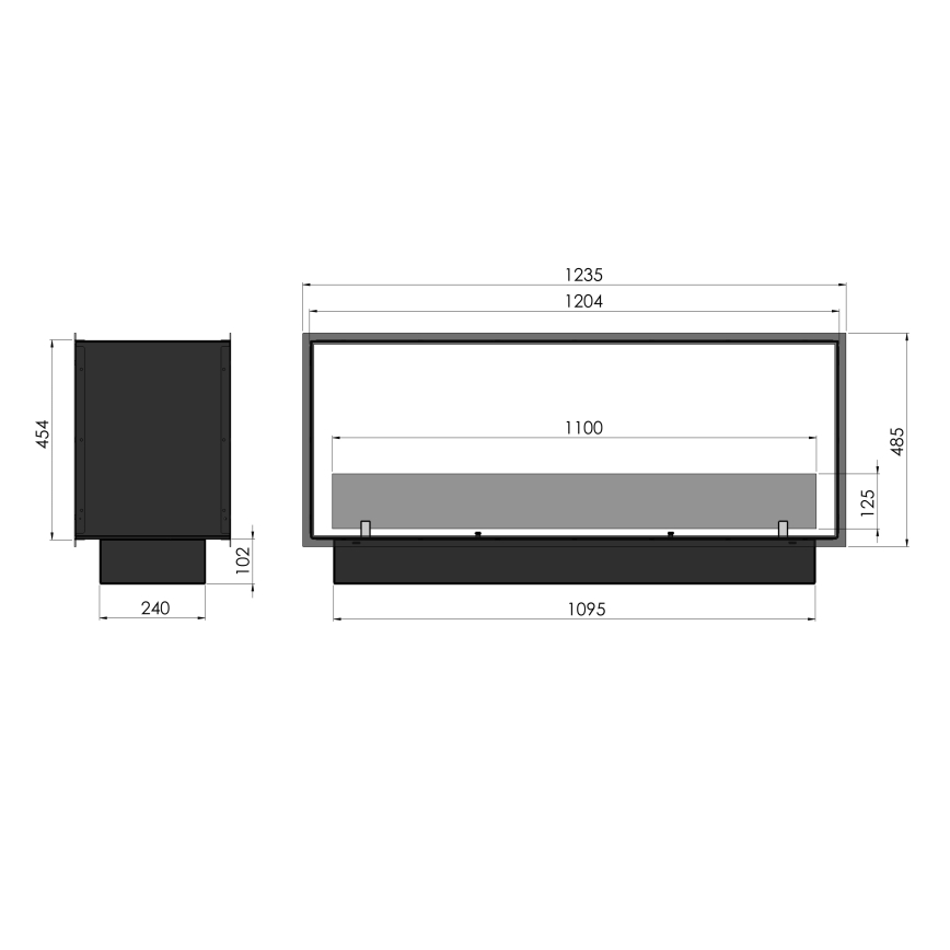InFire - BIO-Einbaukamin 48,5x123,5 cm 6kW schwarz