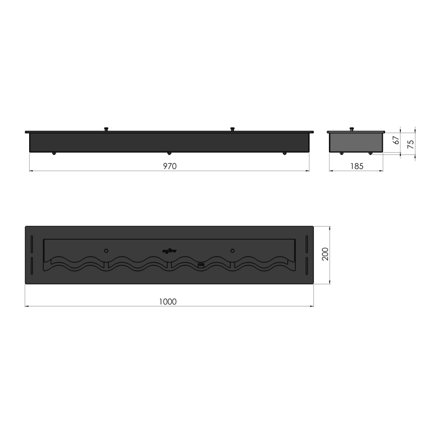 InFire - BIO-Einbaukamin 7,5x100 cm 6kW schwarz