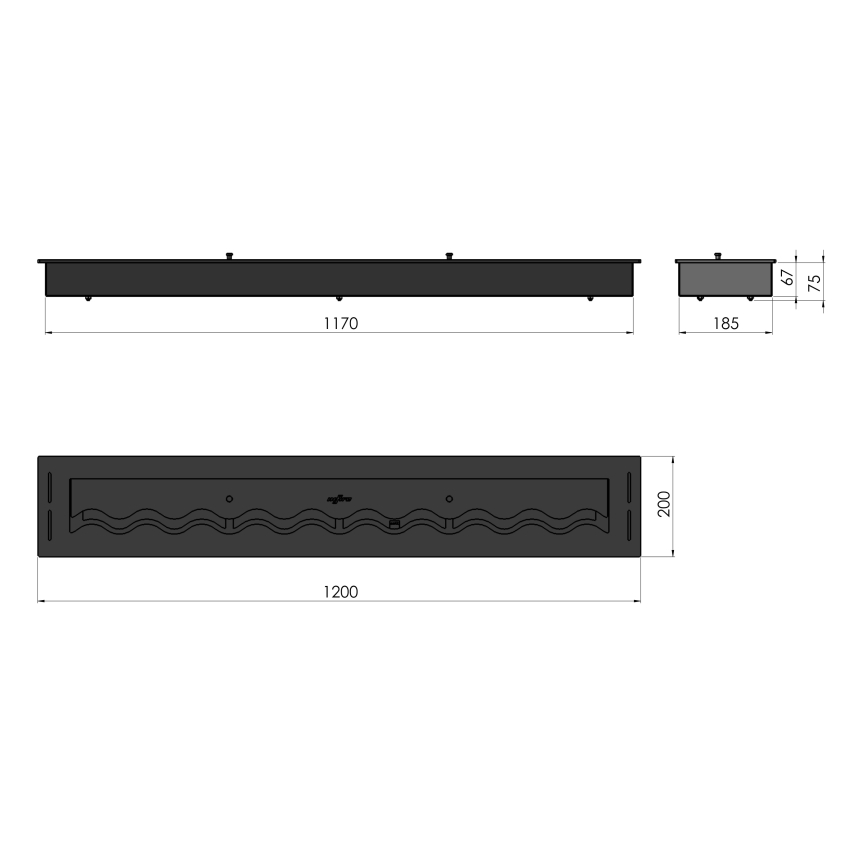 InFire - BIO-Einbaukamin 7,5x120 cm 7kW schwarz