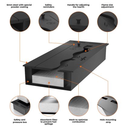 InFire - BIO-Einbaukamin 7,5x50 cm 3,5kW schwarz