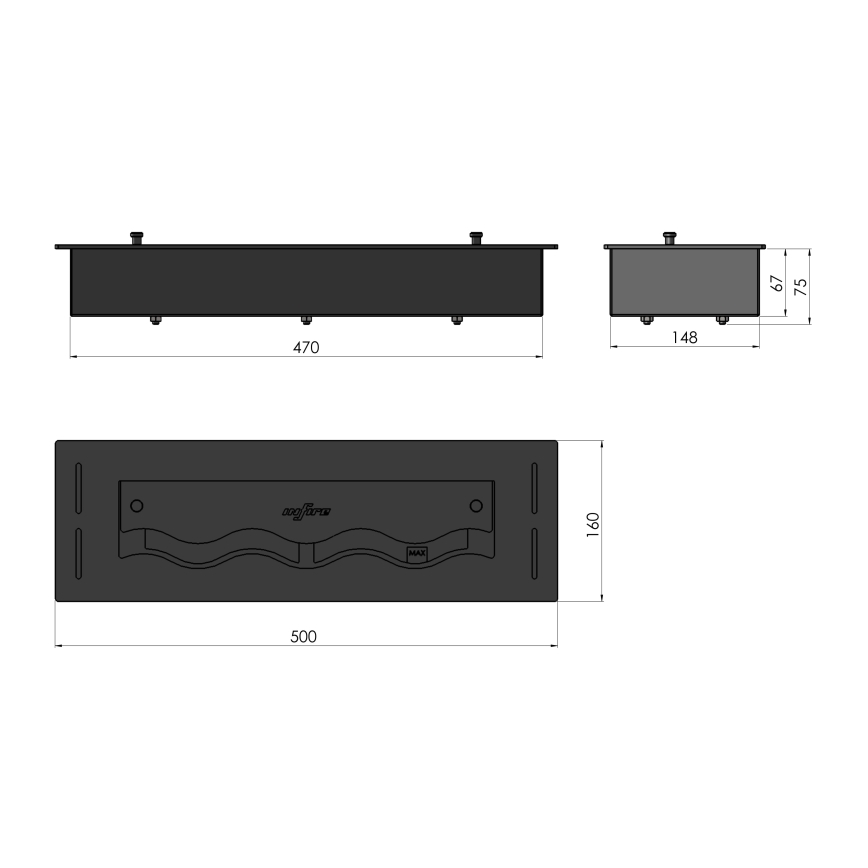 InFire - BIO-Einbaukamin 7,5x50 cm 3,5kW schwarz