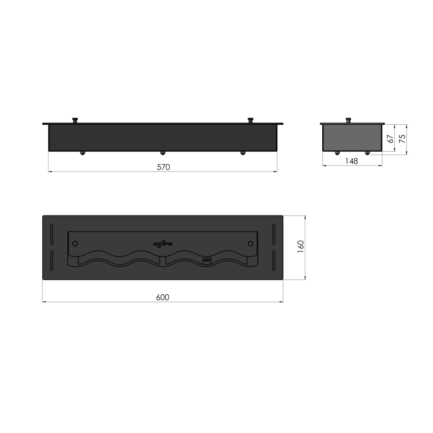 InFire - BIO-Einbaukamin 7,5x60 cm 3,5kW schwarz