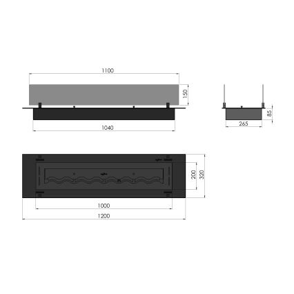 InFire - BIO-Einbaukamin 8,5x120 cm 6kW schwarz
