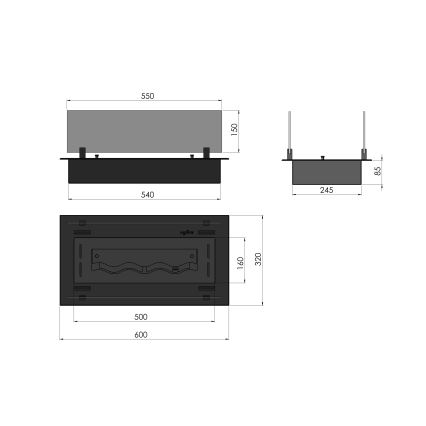 InFire - BIO-Einbaukamin 8,5x60 cm 3,5kW schwarz