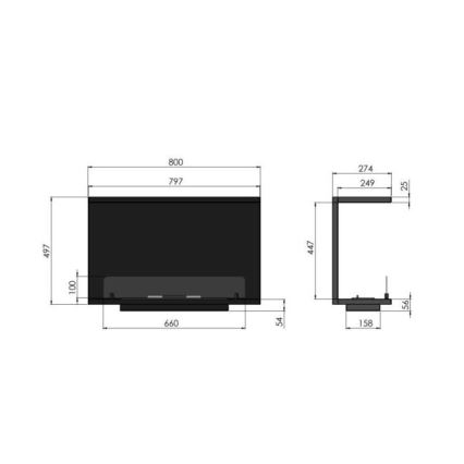 InFire – BIO-Einbaukamin 80x45 cm 3kW schwarz