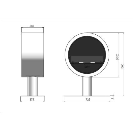 InFire - BIO-Kamin d. 70 cm 3kW schwarz