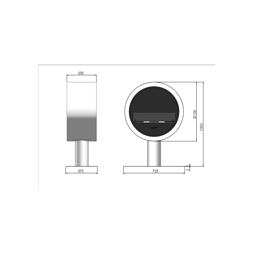 InFire – BIO-Kamin d. 72,5 cm 3kW weiß