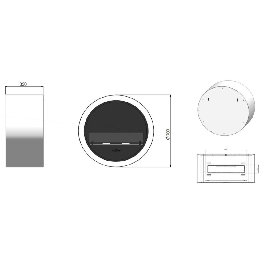 InFire – BIO-Wandkamin d 70 cm 3kW schwarz