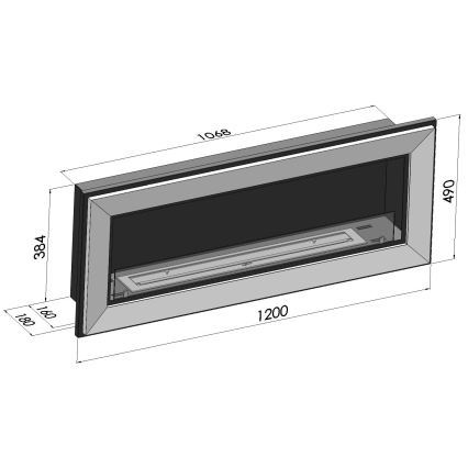 InFire - Eingebauter BIO-Kamin 49x120 cm 3kW schwarz