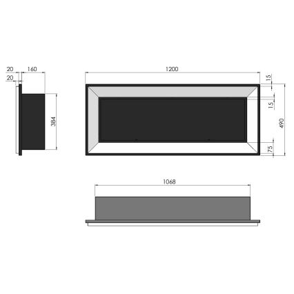 InFire - Eingebauter BIO-Kamin 49x120 cm 3kW schwarz