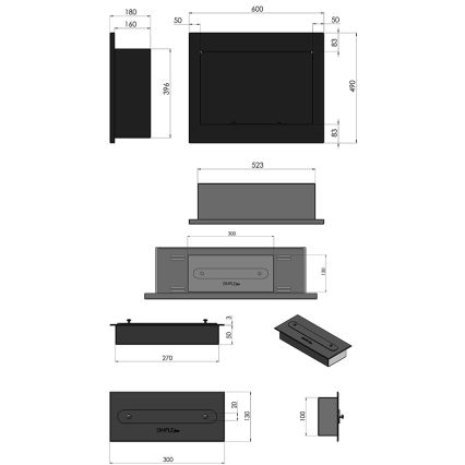 InFire - Eingebauter BIO-Kamin 49x60 cm 3kW schwarz