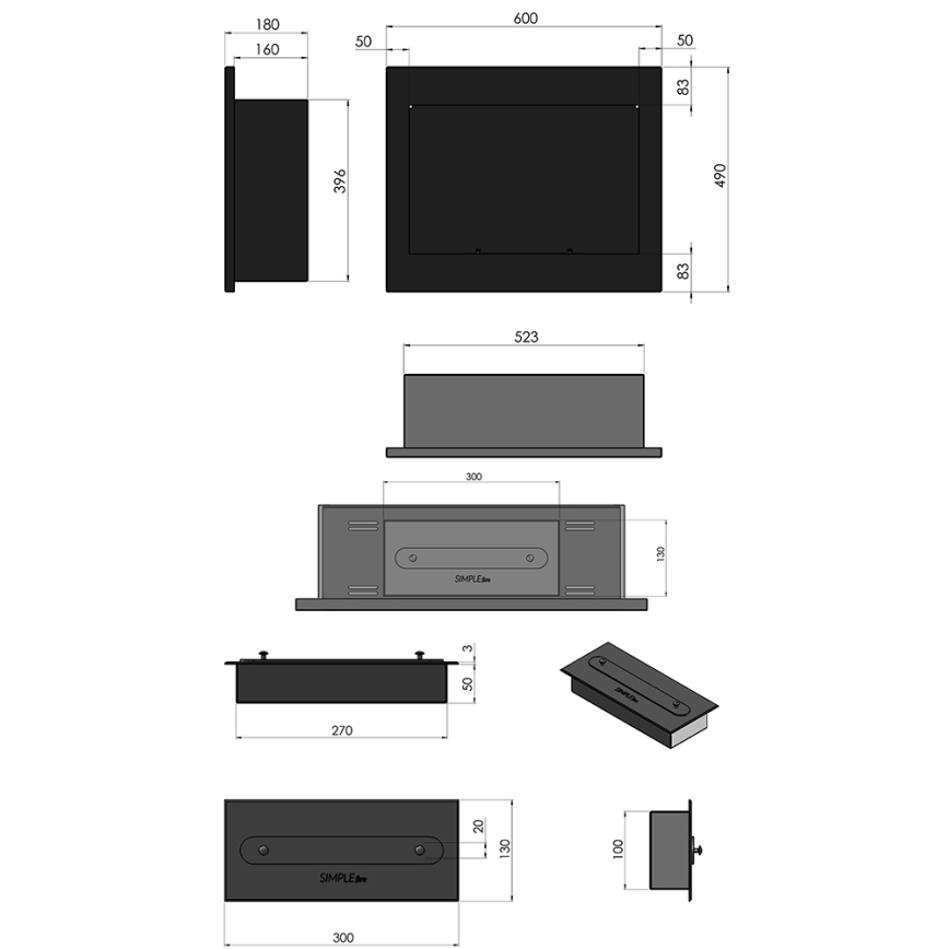 InFire - Eingebauter BIO-Kamin 49x60 cm 3kW schwarz