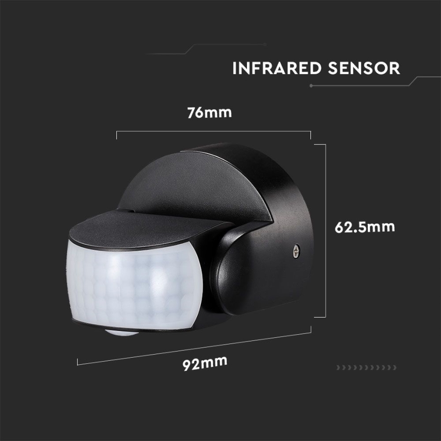 Infrarot-Bewegungsmelder für den Außenbereich 180/360° 600W/230V IP65 schwarz