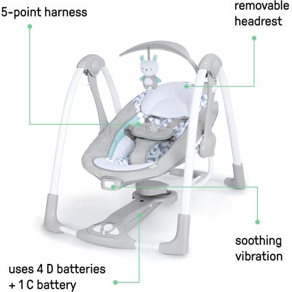 Ingenuity – Baby-Schwingschaukel mit Melodie 2in1 RAYLAN