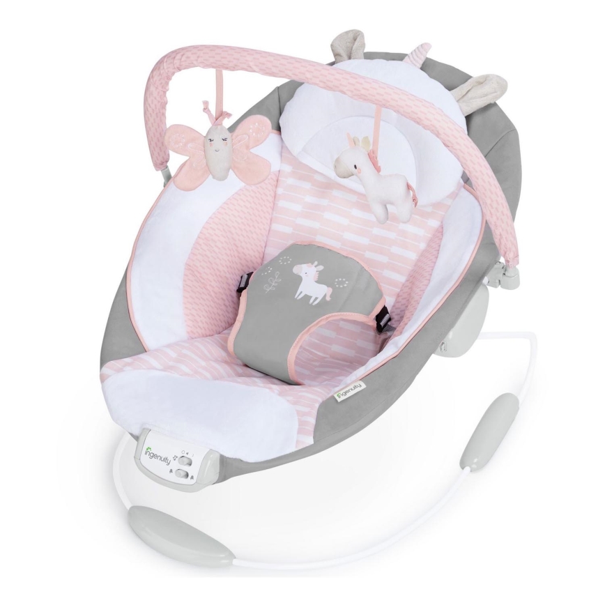 Ingenuity - Baby-Vibrationsliege mit Melodie FLORA THE UNICORN 3xC