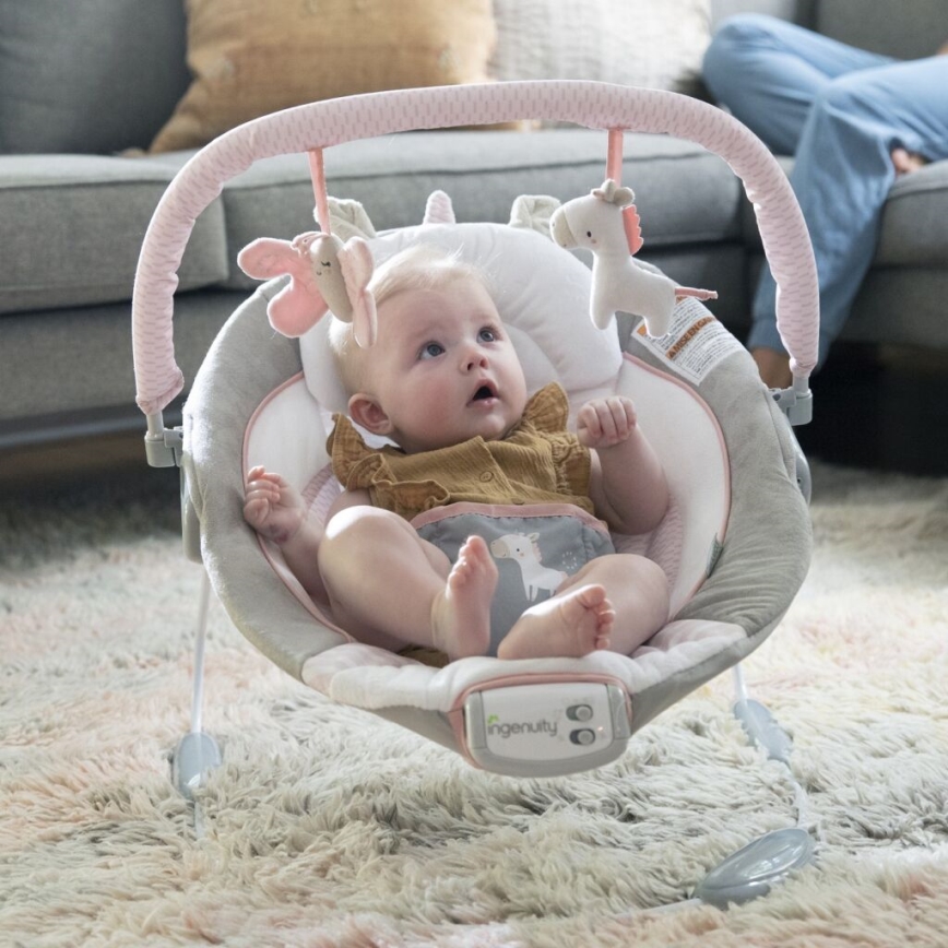 Ingenuity - Baby-Vibrationsliege mit Melodie FLORA THE UNICORN 3xC