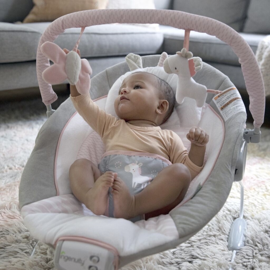 Ingenuity - Baby-Vibrationsliege mit Melodie FLORA THE UNICORN 3xC