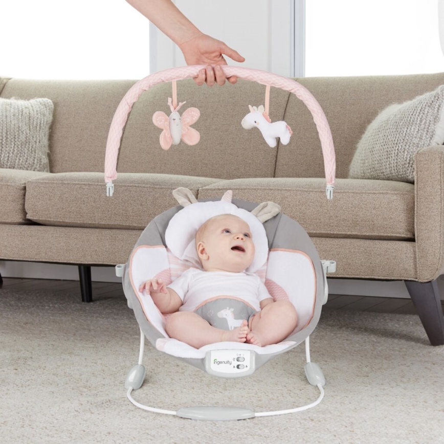 Ingenuity - Baby-Vibrationsliege mit Melodie FLORA THE UNICORN 3xC