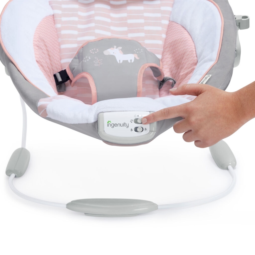 Ingenuity - Baby-Vibrationsliege mit Melodie FLORA THE UNICORN 3xC