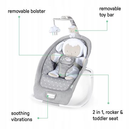 Ingenuity - Babywippe mit Melodie CUDDLE LAMB 3xLR14