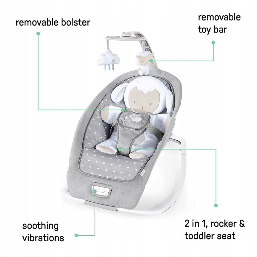 Ingenuity - Babywippe mit Melodie CUDDLE LAMB 3xLR14